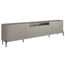 Rack Para Sala de Estar TV 75 Pol 4 Portas Pés Industrial Preto Alef I03 Grigio - Lyam Decor