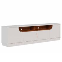 Rack Para Sala de Estar TV 75 Pol Gianna C04 Off White Matte Freijó - Lyam Decor