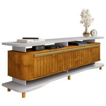 Rack Para Sala de Estar TV 75 Pol Orgânico Maui B02 Off White Naturalle Fresado - Lyam Decor Rack Para Sala de Estar TV 75 Pol Orgânico Maui B02 Off White Naturalle Fresado - Lyam Decor