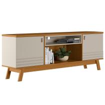 Rack Para Sala de Estar TV 75 Pol Pés Retrô Eller L05 Nature Off White - Lyam Decor