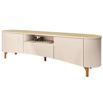 Rack Para Sala de Estar TV 80 Pol Orgânico 201cm Martina B01 Off White Champanhe - Lyam Decor