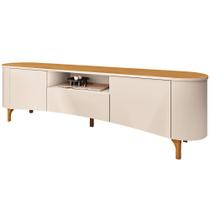 Rack Para Sala de Estar TV 80 Pol Orgânico 201cm Martina B01 Off White Cinamomo - Lyam Decor