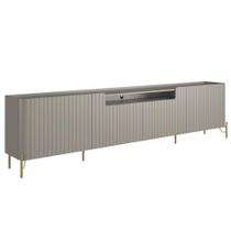 Rack Para Sala de Estar TV 85 Pol 4 Portas Brise Pés Industrial Dourado Alef I03 Grigio - Lyam Decor