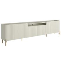 Rack Para Sala de Estar TV 85 Pol 4 Portas Brise Pés Industrial Dourado Alef I03 Luna - Lyam Decor