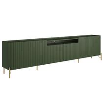 Rack Para Sala de Estar TV 85 Pol 4 Portas Brise Pés Industrial Dourado Alef I03 Musgo - Lyam Decor