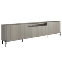 Rack Para Sala de Estar TV 85 Pol 4 Portas Brise Pés Industrial Preto Alef I03 Grigio - Lyam Decor