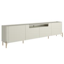 Rack Para Sala de Estar TV 85 Pol 4 Portas Pés Industrial Dourado Alef I03 Luna - Lyam Decor