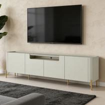 Rack Para Sala de Estar TV 85 Pol 4 Portas Pés Industrial Dourado Alef I03 Luna - Lyam Decor