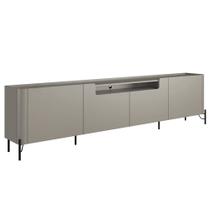 Rack Para Sala de Estar TV 85 Pol 4 Portas Pés Industrial Preto Alef I03 Grigio - Lyam Decor