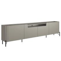 Rack Para Sala de Estar TV 85 Pol 4 Portas Pés Industrial Preto Alef I03 Grigio - Lyam Decor