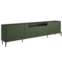 Rack Para Sala de Estar TV 85 Pol 4 Portas Pés Industrial Preto Alef I03 Musgo - Lyam Decor