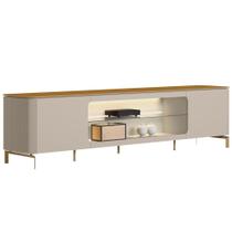 Rack Para Sala De Estar Tv 85 Pol Com Led Elysia L05 Tauari Off White Fosco - Lyam Decor Rack Para Sala De Estar Tv 85 Pol Com Led Elysia L05 Tauari Off White Fosco - Lyam Decor