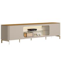 Rack Para Sala de Estar TV 85 Pol Com LED Elysia L05 Tauari Off White Fosco - Lyam Decor