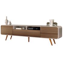 Rack Para Sala de Estar TV 85 Pol Orgânico 220cm Erah B01 Off White Castanho - Lyam Decor