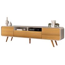 Rack Para Sala de Estar TV 85 Pol Orgânico 220cm Erah B01 Off White Cinamomo - Lyam Decor