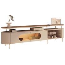 Rack Para Sala De Estar Tv 85 Pol Orgânico Sâmia B01 Off White Castanho - Lyam Decor