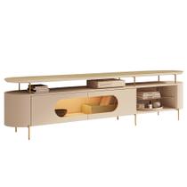 Rack Para Sala de Estar TV 85 Pol Orgânico Sâmia B01 Off White Champagne - Lyam Decor