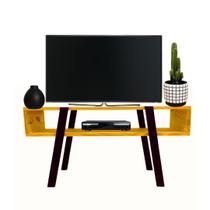 Rack Para Sala De Tv Moderno Pequeno Madeira E Preto 80cm - LOVE PALLETS
