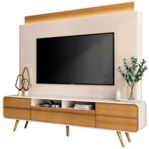 Rack Para Sala Erah com Painel Para TV 85 Pol Orgânico LED Aslan B01 Off White Cinamomo - Lyam Decor