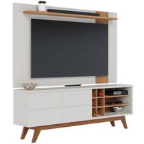 Rack Para Sala Makai com Painel Para TV 70 Pol Lara C04 Off White Matte Freijó - Lyam Decor