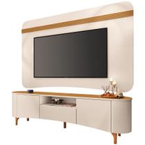 Rack Para Sala Martina Com Painel Para TV 80 Pol Orgânico Ermione B01 Off White Cinamomo - Lyam Decor