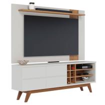 Rack para Sala Norena com Painel para TV 70 Pol. Amélie C05 Off White Matte/Freijó - Mpozenato