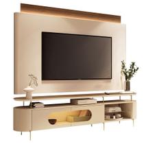 Rack Para Sala Orgânico Sâmia Com Painel Para Tv 85 Pol Aslan B01 Off White Castanho - Lyam Decor