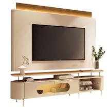 Rack Para Sala Orgânico Sâmia Com Painel Para Tv 85 Pol Aslan B01 Off White Cinamomo - Lyam Decor