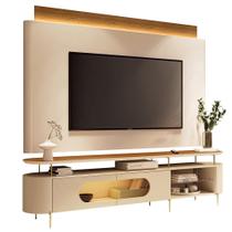 Rack Para Sala Orgânico Sâmia com Painel Para TV 85 Pol Aslan B01 Off White Cinamomo - Lyam Decor Rack Para Sala Orgânico Sâmia com Painel Para TV 85 Pol Aslan B01 Off White Cinamomo - Lyam Decor