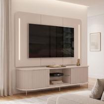 Rack Para Sala Ripado com Painel Para TV 75 Pol Atlantis D05 Off White - Lyam Decor Rack Para Sala Ripado com Painel Para TV 75 Pol Atlantis D05 Off White - Lyam Decor