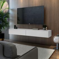 rack para sala suspenso luxuosa Eros 1,40m com 2 gavetas modernas ideal para tv até 50 polegadas