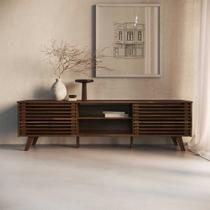 Rack Para Sala TV 75 Ripado Portas Deslizantes 175 cm Madeira Cor Imbuia Rian