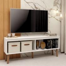 Rack Para Sala Tv Ate 55 Polegadas Cor Branco Com Pes