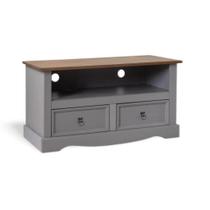 Rack para Sala TV de Madeira 2 Gavetas 1 Nicho Boho Cor Natural e Cinza