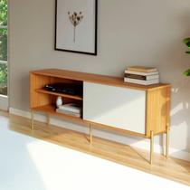 Rack para TV 144 cm com 1 Porta de Correr Florença Freijó Off White Dalla Costa