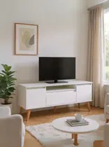 Rack para TV 150cm Retro Mdf Branco Dallas - On Móveis Rack para TV 150cm Retro Mdf Branco Dallas - On Móveis