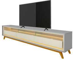 Rack para TV 2.2 Retrô com LED Requinte Cinza com Off White - Gelius Móveis