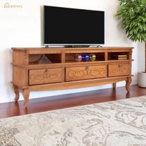 Rack para Tv 3 Gavetas 3 Nichos Pés Luiz XV 5124 Genebra - Pinhão