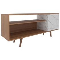 Rack Para TV 42 Pol 136 cm 1 Porta R1486 Amendoa Marmore Branco Tecno Mobili