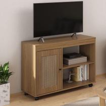 Rack para Tv 42 Sampa 91cm Mdf Mdp com Rodízios Nichos Porta Carvalho Artely Rack para Tv 42 Sampa 91cm Mdf Mdp com Rodízios Nichos Porta Carvalho Artely