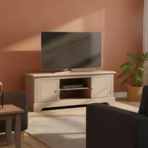 Rack para Tv 50 Polegadas Tampo de Madeira Maciça Escovada Louise