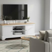 Rack para Tv 50 Polegadas Tampo de Madeira Maciça Louise