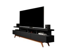 Rack para TV 55" para Sala Preto Vivare Wood 1,80 Germai Moveis - GERMAI MÓVEIS