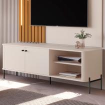 Rack Para TV 58 Polegadas Olaf Off White Preto Rack Para TV 58 Polegadas Olaf Off White Preto