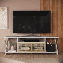 Rack para TV 60 Polegadas Industrial Gamer com RGB 2 Portas Arenas/Dourado