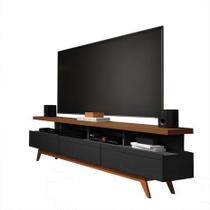 Rack para TV 65" para Sala Preto Freijo Vivare Wood 1,80 Germai Moveis