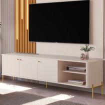 Rack Para TV 70 Polegadas Olaf Off White Dourado