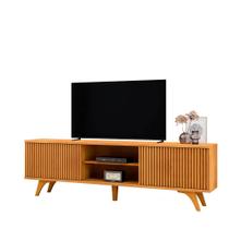 Rack Para Tv 70 Ripado 2pt Siena Pés Madeira Maciça