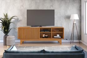 Rack para tv 70'' sereno com porta em detalhe ripado