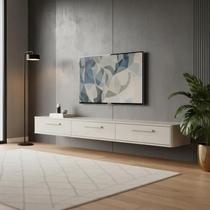 Rack Para TV 70 Suspenso Grécia Movelove 1.80m MDF Off White New 3 Portas Com Nicho Sala de Estar